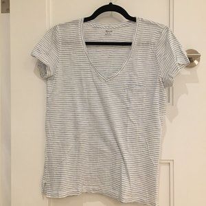 Madewell Blue Stripe V-Neck Tee